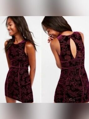 Intimately Free People Burnout Babe Purple Velvet Mini Bodycon Dress Size Small
